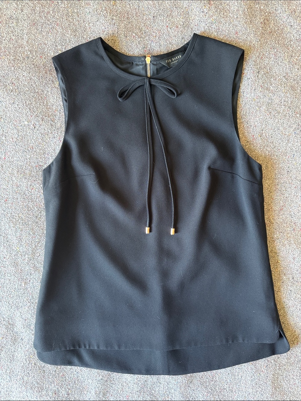 Ted Baker Black Sleeveless Tie-Neck Top (Size 1/Small)